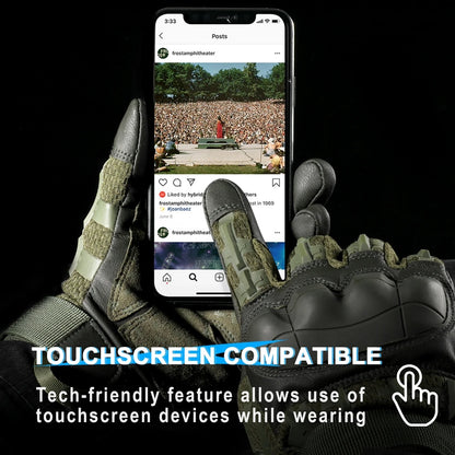 Tactical Full Finger Gloves TouchScreen PU Leather Combat Shooting Hunting Airsoft Hiking Work Cycling Anti-skid Protective Gear