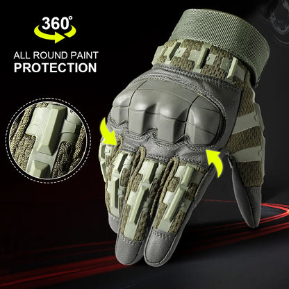 Tactical Full Finger Gloves TouchScreen PU Leather Combat Shooting Hunting Airsoft Hiking Work Cycling Anti-skid Protective Gear