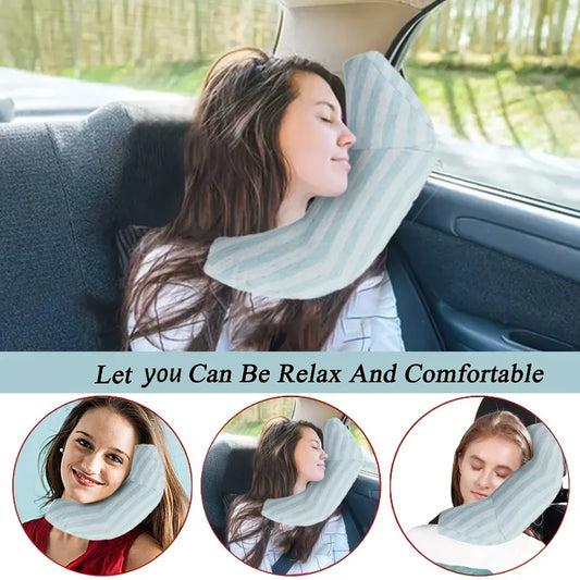 Car Seat Travel Pillow Neck Support Cushion Pad and Seatbelt Adjuster for Kids, Safety Belt Strap Covers Sleeping Pillow