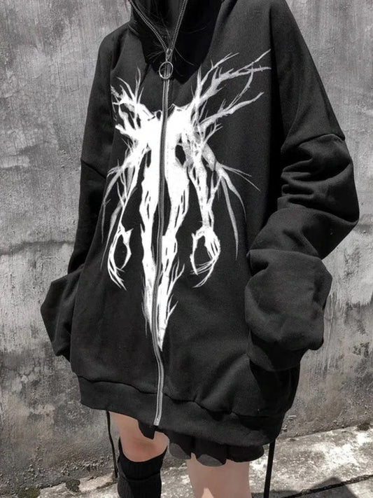 Unisex Zip  Grunge Hoodie