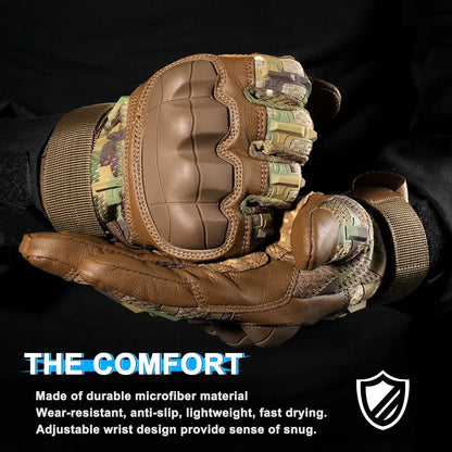 Tactical Full Finger Gloves TouchScreen PU Leather Combat Shooting Hunting Airsoft Hiking Work Cycling Anti-skid Protective Gear