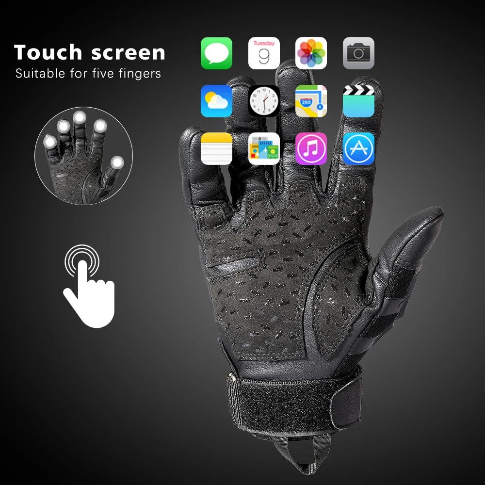 Tactical Full Finger Gloves TouchScreen PU Leather Combat Shooting Hunting Airsoft Hiking Work Cycling Anti-skid Protective Gear