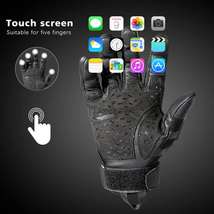 Tactical Full Finger Gloves TouchScreen PU Leather Combat Shooting Hunting Airsoft Hiking Work Cycling Anti-skid Protective Gear