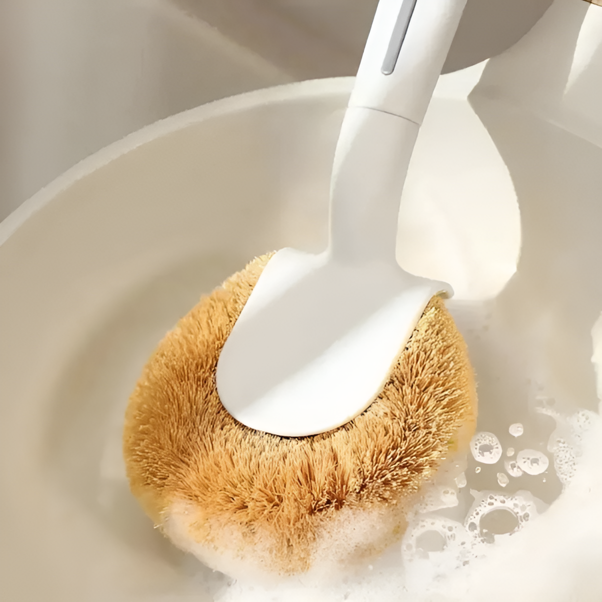 Long-Handled Coconut Fiber Pot Brush